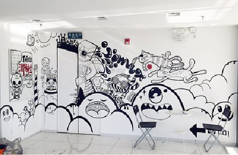 中方手绘墙并非传统涂鸦。